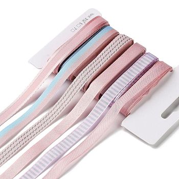 18 Yards 6 Styles Polyester Ribbon, for DIY Handmade Craft, Hair Bowknots and Gift Decoration, Pink Color Palette, Plum, 3/8~1/2 inch(9~12mm), about 3 yards/style