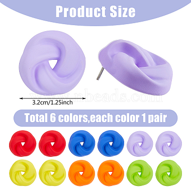 6 paires 6 couleurs de boucles d'oreilles en acrylique peintes à la bombe avec des épingles en fer en acier(EJEW-FI0003-12)-2