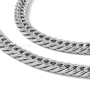 201 Stainless Steel Cuban Link Chain Necklace with 304 Stainless Steel Clasps for Men Women(NJEW-M194-01B-P)-2