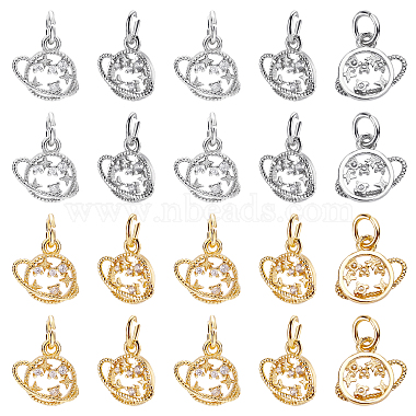 Real Gold Plated & Real Platinum Plated Clear Planet Brass+Cubic Zirconia Charms