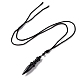 Gemstone Bullet Pendant Necklace with Nylon Cord for Women(G-A210-06)-3