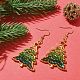 Glass Beaded Christmas Tree Dangle Earrings(EJEW-JE05270)-2