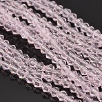 Bicone Glass Beads Strands, Faceted, Pearl Pink, 4x4mm, Hole: 1mm, about 92~96pcs/strand, 13.78~14.37 inch(X-EGLA-P016-4mm-13)