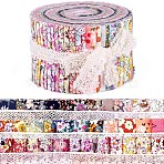 Flower Pattern Cotton Fabric, Quilting Patchwork Craft Fabric for Sewing, Mixed Color, 500x65mm, 36pcs/set(PW-WG34985-02)