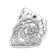 304 Stainless Steel Pendant Cabochon Settings, Polygon with Girl, Stainless Steel Color, Tray: 2.5mm, 23x17.5x3mm, Hole: 1.6mm(STAS-F287-43P)