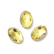 Glass Rhinestone Cabochons, Point Back & Back Plated, Faceted, Oval, Citrine, 8x5.5x2.5mm(RGLA-P037-08B-D226)