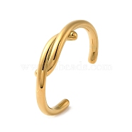 304 Stainless Steel Wire Wrap Cuff Bangles, Knot, Real 18K Gold Plated, Wide: 7~13mm, Inner Diameter: 2-3/8 inch(6.1cm)(BJEW-Q773-06D-G)