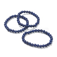 Natural Lapis Lazuli Beaded Stretch Bracelets, Round, Beads: 6~6.5mm, Inner Diameter: 2-1/4 inch(5.55cm)(BJEW-D446-B-41)