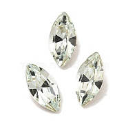 Glass Rhinestone Cabochons, Flat Back & Back Plated, Faceted, Horse Eye, Light Azore, 8x4x3mm(RGLA-L029-12A-161)