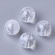 Acrylic Beads, Imitation Gemstone, Round, Clear & White, 12x11.5mm, Hole: 1.6mm, about 384pcs/370g(OACR-T006-185F-01)