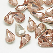 Pointed Back Glass Rhinestone Cabochons, Back Plated, Faceted, teardrop, Vintage Rose, 8x5x3mm(RGLA-T082-5x8mm-08)