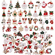 38Pcs Christmas Alloy Enamel Pendants, with Rhinestone,  Santa Claus & Snowflake & Christmas Tree & Reindeer/Stag, for Jewelry Necklace Nracelet Earring Making Crafts, Mixed Color, 12x9mm~25x16mm, Hole: 2mm(JX266A)