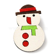 Christmas Theme PU Leather Brooch, Zinc Allloy Pin, Snowman, 46x29x3mm(JEWB-C004-01D)