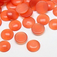 Cat Eye Cabochons, Half Round, Coral, 10x2~3mm(CE-J002-10mm-01)
