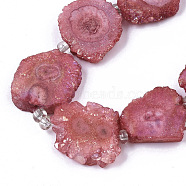 Electroplated Natural Quartz Beads Strands, Solar Quartz, Dyed, Flower, Red, 12~25x12~25x5mm, Hole: 1.2mm, about 9~10pcs/strand, 7.87 inch(20cm)(G-R461-04G)