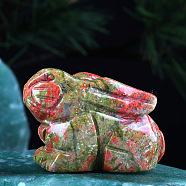 Natural Ruby in Zoisite Home Display Decorations, 3D Rabbit, 15x38x28mm(DJEW-PW0006-06C)