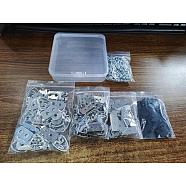 SUPERFINDINGS 90Pcs 3 Style Iron Photo Frame Hanging Hooks Hangers, with 100Pcs Screws and 100Pcs PP Plastic Clips, Platinum, 40~54mm, Hole: 2.6~4mm, 30Pcs/style(DIY-FH0004-27)