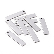 201 Stainless Steel Rectangle Stamping Blank Tag Pendants, One Side Polishing, Stainless Steel Color, 40x9x1mm, Hole: 2.8~3mm(STAS-R064-15B)
