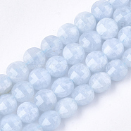 Natural Aquamarine Beads Strands, Faceted, Flat Round, 6~6.5x4~4.5mm, Hole: 0.7mm, about 64pcs/strand, 15.1 inch(G-T108-17)