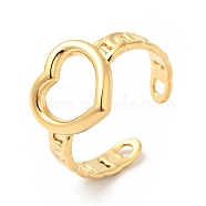 Ion Plating(IP) 304 Stainless Steel Heart Open Cuff Ring for Women, Golden, US Size 8 1/4(18.3mm)(RJEW-I085-11G)