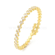 Rack Plating Brass Pave Clear Cubic Zirconia Rhombus Open Cuff Bangles, Long-Lasting Plated, Lead Free & Cadmium Free, Real 18K Gold Plated, Inner Diameter: 2-1/8 inch(5.3cm), 5.5mm(BJEW-B110-02G)