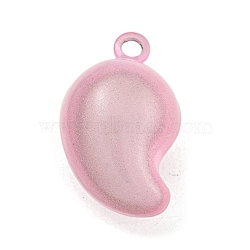 Brass Bell Pendants, Magatama, Pearl Pink, 28x16x17mm, Hole: 3mm(KK-B086-01C)