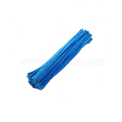 DIY Plush Sticks, with Iron Core, Pipe Cleaners, Kid Craft Material, Deep Sky Blue, 300mm, 100pcs/set(PW-WG53797-15)