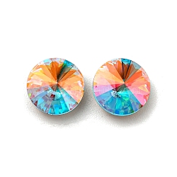 Glass Rhinestone Cabochons, Point Back & Back Plated, Faceted, Diamond, Aquamarine AB, 8x4.5mm(RGLA-M017-G02-202ST)