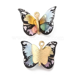 Transparent Resin Pendants, Butterfly Charms with Golden Plated Alloy Findings, Aqua, 17~18x21~24x7~7.5mm, Hole: 1.5mm(PALLOY-K011-02G-08)
