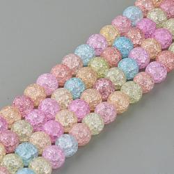 Synthetic Crackle Quartz Beads Strands, Round, Dyed, Colorful, 8mm, Hole: 1mm, about 50pcs/strand, 15.7 inch(GLAA-S134-8mm-20)