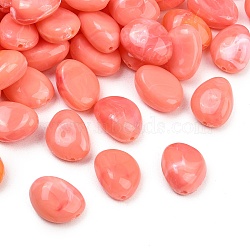 Opaque Acrylic Imitation Gemstone Beads, Teardrop, Two Tone, Light Coral, 18.5x13x8mm, Hole: 1.5mm, about 366pcs/500g(OACR-G064-09A)
