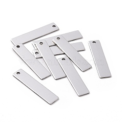 Tarnish Resistant 201 Stainless Steel Rectangle Stamping Blank Tag Pendants, One Side Polishing, Stainless Steel Color, 40x9x1mm, Hole: 2.8~3mm(STAS-R064-15B)