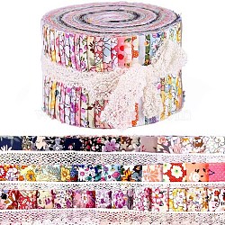 Flower Pattern Cotton Fabric, Quilting Patchwork Craft Fabric for Sewing, Mixed Color, 500x65mm, 36pcs/set(PW-WG34985-02)