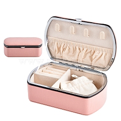 Rectangle PU Leather with Lint Jewelry Storage Box, Travel Portable Jewelry Case, for Necklaces, Rings, Earrings and Pendants, Pink, 14.2x8.8x5cm(PW-WG59637-02)