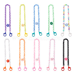 Biyun 10Pcs 10 Colors Eyeglasses Chains, Neck Strap for Eyeglasses, with Acrylic Cable Chains, Flower Pendants, Mixed Color, 22.72 inch(57.7cm), 1pc/color(AJEW-BY0001-01)