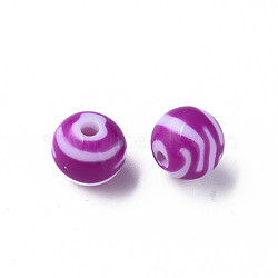 Opaque Striped Acrylic Beads, Round, Medium Orchid, 11.5x10.5mm, Hole: 2.5mm, about 549pcs/500g(MACR-S373-27A-02)