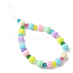 Pumpkin Acrylic Beaded Mobile Straps, Nylon Thread Mobile Accessories Decoration, Colorful, 21.5cm(HJEW-JM01248)