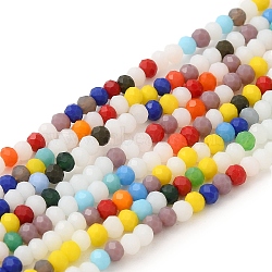 Opaque Imitation Jade Glass Beads Strands, Faceted, Rondelle, Colorful, 3x2.5mm, Hole: 1mm, about 153pcs/strand, 15.91''(40.4cm)(EGLA-P062-02A)