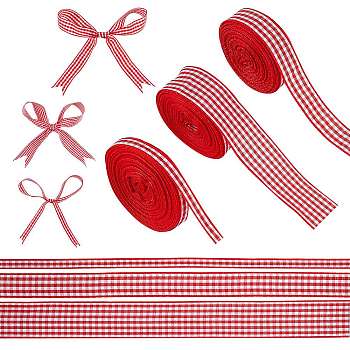 3Roll 3 Style Polyester Ribbon, Tartan Ribbon, Red, 1roll/style