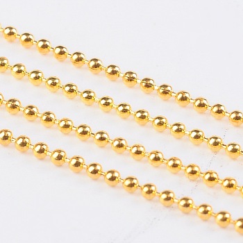 Iron Ball Bead Chains, Soldered, with Spool, Nice for Jewelry Making, Cadmium Free & Nickel Free & Lead Free, Golden, 1.5mm, about 328.08 Feet(100m)/roll