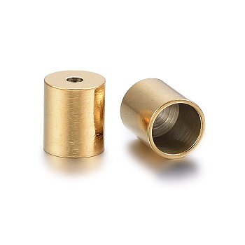 Ion Plating(IP) 304 Stainless Steel Cord Ends, End Caps, Column, Golden, 6x5mm, Hole: 1.5mm, Inner Diameter: 4mm