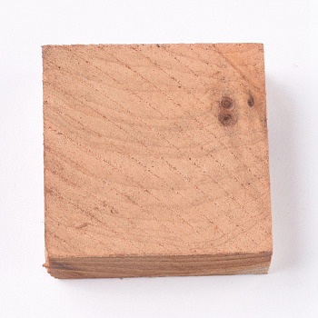 Square Wooden Pieces for Wood Jewelry Ring Making, Wood Ring Materials, with Different Natural Wooden Textures, BurlyWood, 31x31x11mm