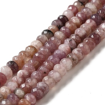 Natural Lepidolite/Purple Mica Stone Beads Strands, Faceted, Rondelle, 6x4mm, Hole: 1~1.2mm, about 101pcs/strand, 15.94 inch(40.5cm)