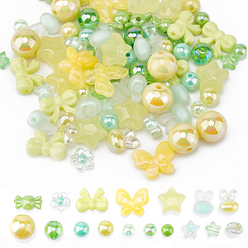 170Pcs 17 Styles Opaque & Transparent Acrylic Beads, Mixed Shapes, Mixed Color, 8~17x8~17.5x5.5~11.5mm, Hole: 1.6~3mm, 10pcs/style