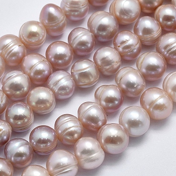 Natural Cultured Freshwater Pearl Beads Strands, Potato, Dark Orchid, 9~11x8~9mm, Hole: 0.8mm, about 41~43pcs/strand, 14 inch(35.5cm)