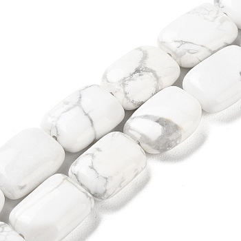 Natural Howlite Beads Strands, Rectangle, 14~15x10~11x5~5.5mm, Hole: 1~1.2mm, about 28pcs/strand, 16.02 inch(40.7cm)
