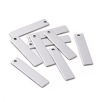 201 Stainless Steel Rectangle Stamping Blank Tag Pendants, One Side Polishing, Stainless Steel Color, 40x9x1mm, Hole: 2.8~3mm