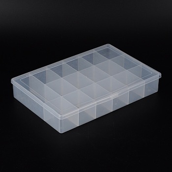 Clear Plastic Storage Container With Lid, 17 Compartments, 18cm wide, 27cm long, 4.6cm high