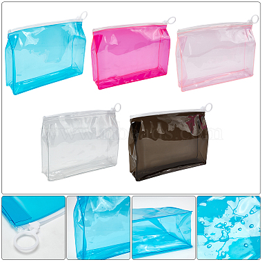 WADORN 10Pcs 5 Colors Transparent PVC Cosmetic Storage Zipper Bags(ABAG-WR0001-04)-3