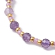 bracelet réglable en améthyste naturelle et perles tressées en verre(BJEW-JB10137-02)-3